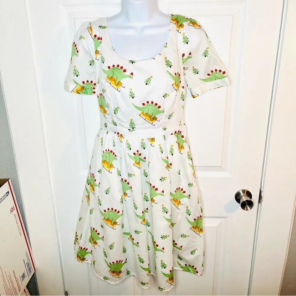 ModCloth White Midi Dress with Green and Yellow Floral Print - Picture 1 of 9